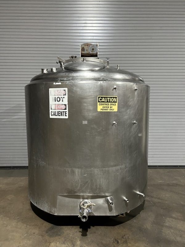 CREPACO 1,000 GALLON STAINLESS JACKETED PROCESSOR MIX TANK, SERIAL #20068