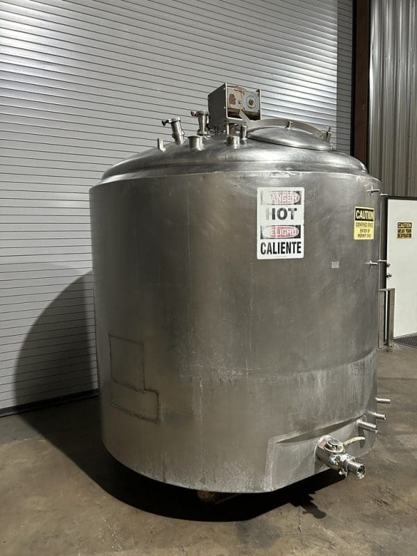 Crepaco 1,000 Gallon Stainless Jacketed Processor Mix Tank, Serial #20068