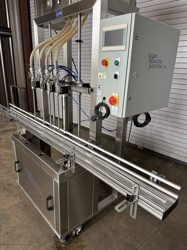 LPS 4 Head Semi-Auto Inline Bottle Filler, Serial #LPS1330 (4)