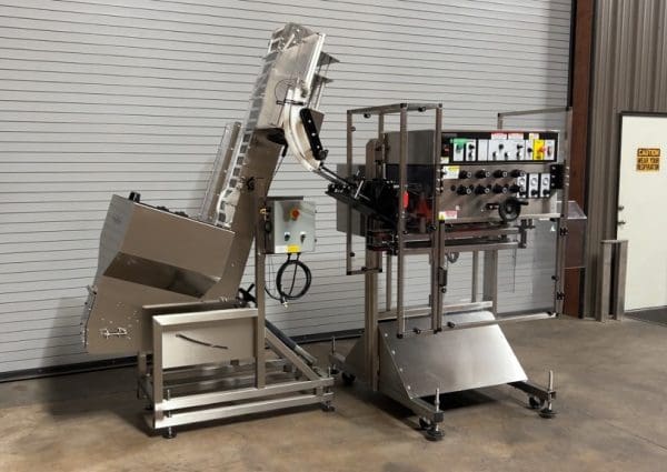 EPAK 8 Quill Inline Capper with Waterfall Elevator Sorter, Serial #0114-34876-216-007