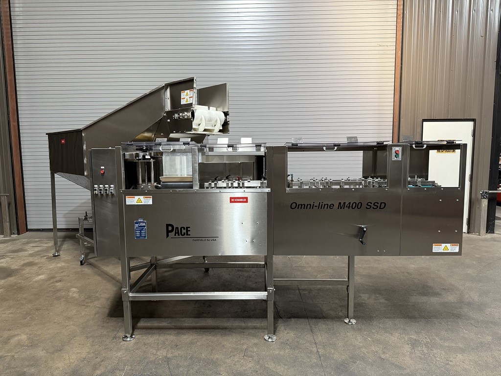 Pace M400 Bottle Unscrambler With 75 Cu. FT. SS Elevator Hopper Serial #2762