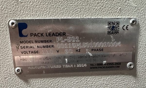 Pack Leader PL501 Inline Wrap Bottle Labeler, Serial #00116PL50100010304