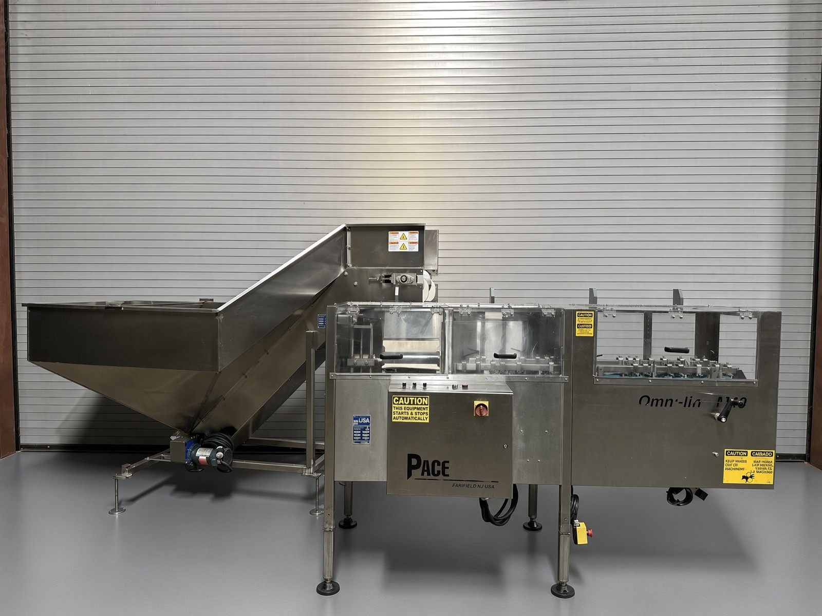 Pace M400 Empty Bottle Unscrambler With 35 Cu. FT SS Elevator Hopper