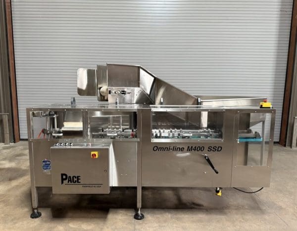 Pace M400 SSD Empty Bottle Unscrambler With 75 Cu. FT SS Elevator Hopper Serial #1526