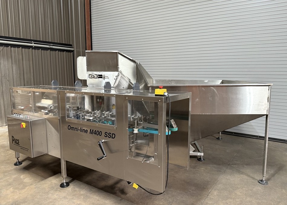 Pace M400 SSD Empty Bottle Unscrambler With 75 Cu. FT SS Elevator Hopper Serial #1526