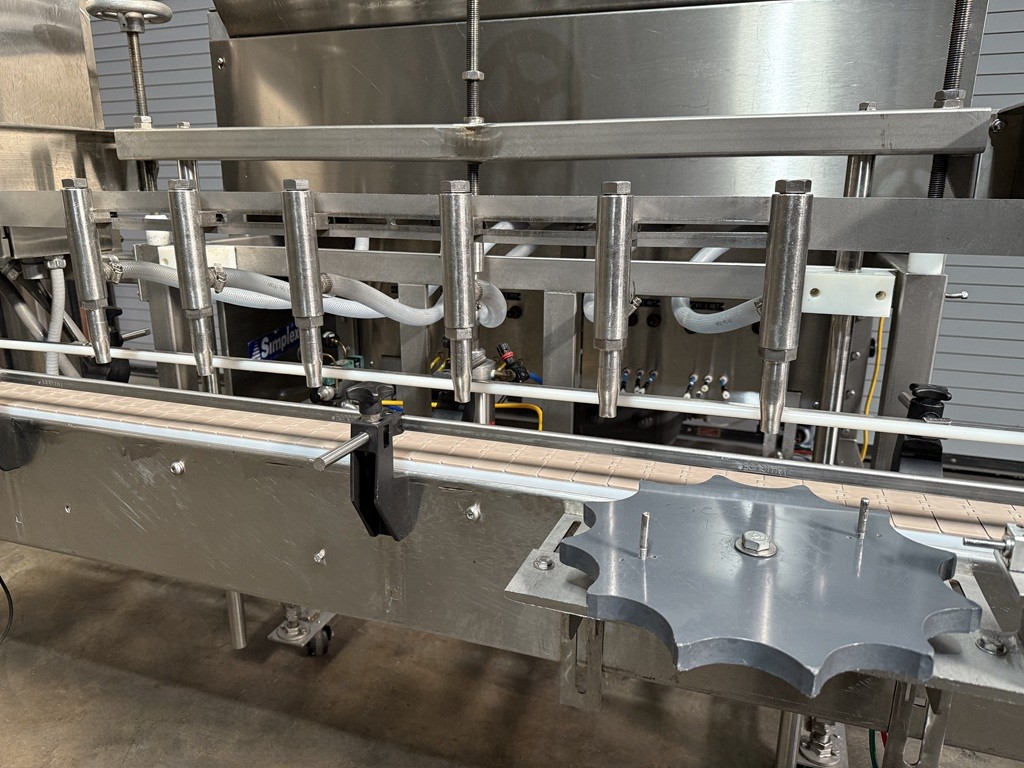 Simplex V600 Volumetric 6 Head Inline Piston Filler, Serial #7676