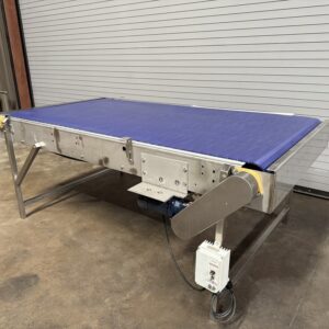 4' x 8' Long Stainless Bottle Feed, Pack Off, Accumulation Table With Speed Control