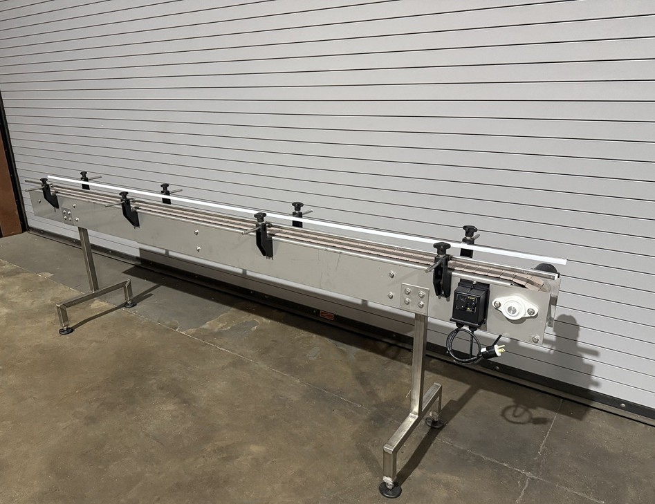 4.5″ x 10′ Long Stainless Table Top Bottle Conveyor with Speed Controls