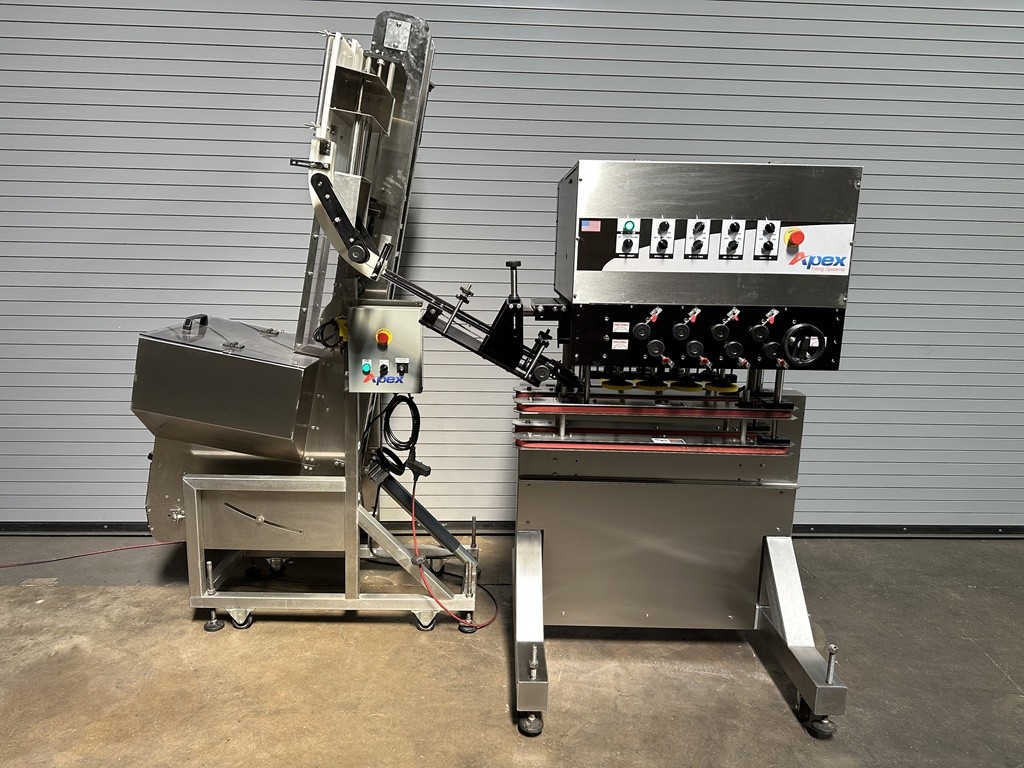 APEX 8 Quill Inline Bottle Capper with Elevator Sorter, Seril #2177-IC-01