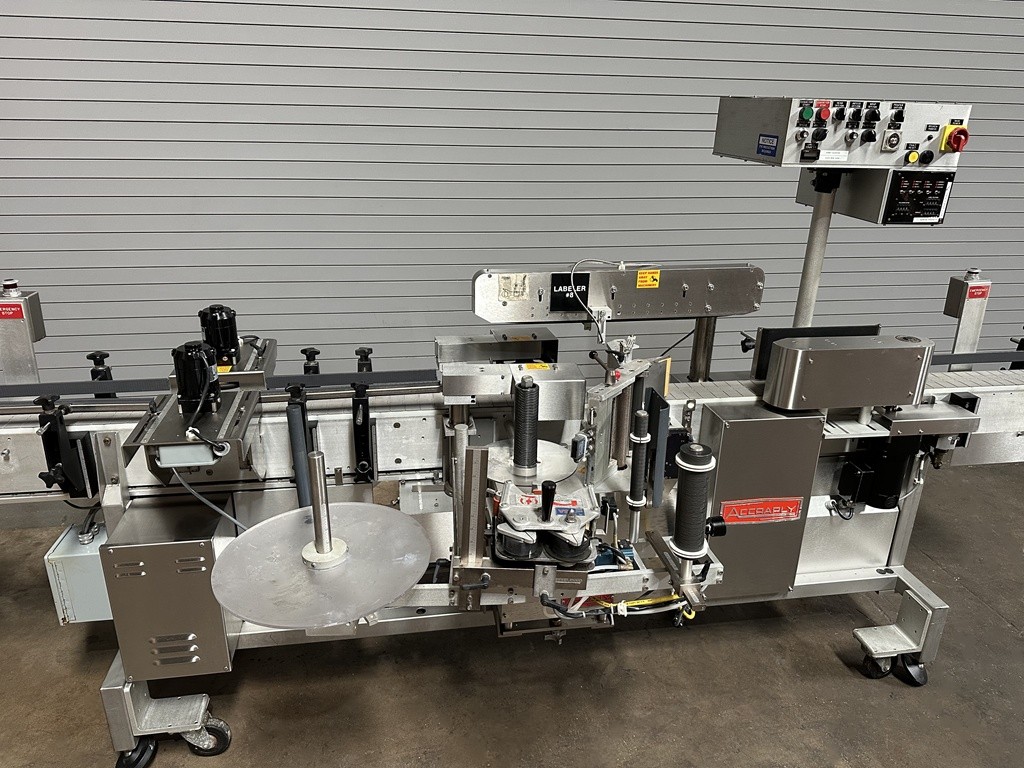 Accraply Inline Wrap Around Bottle Labeler, Serial #3319