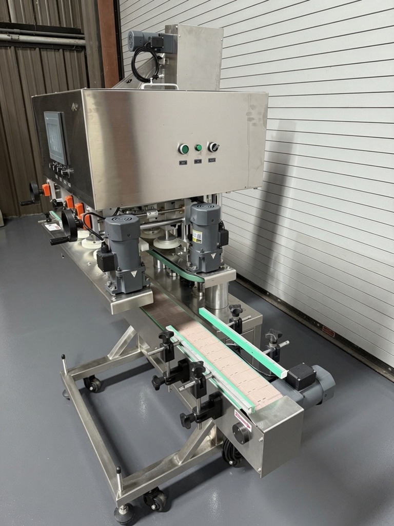 6 Quill Automatic Inline Bottle Capper with Waterfall Elevator Sorter