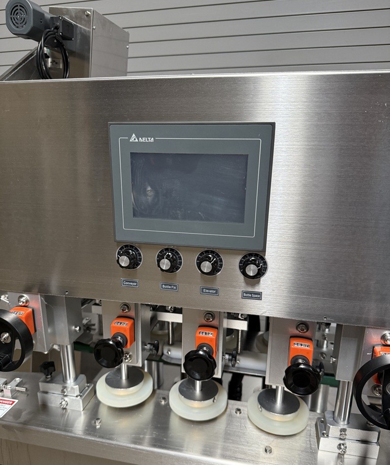 6 Quill Automatic Inline Bottle Capper with Waterfall Elevator Sorter